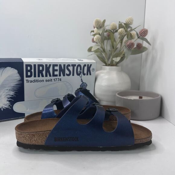 Birkenstock Florida BS Slide Sandal Graceful Insignia Blue Women 5/Men 3 NWB - Picture 7 of 10